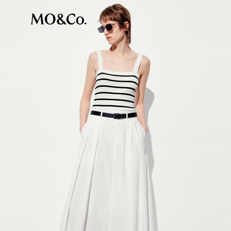 MO&Co. Nautical Striped A-Line Vest Dress with Belt