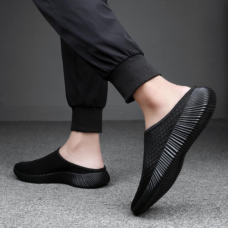 Mesh Half-slippers Breathable Men's Flats Women Walking Shoes Soft Slip-ons Casual Flat Shoes Lightweight Leisure Shoes