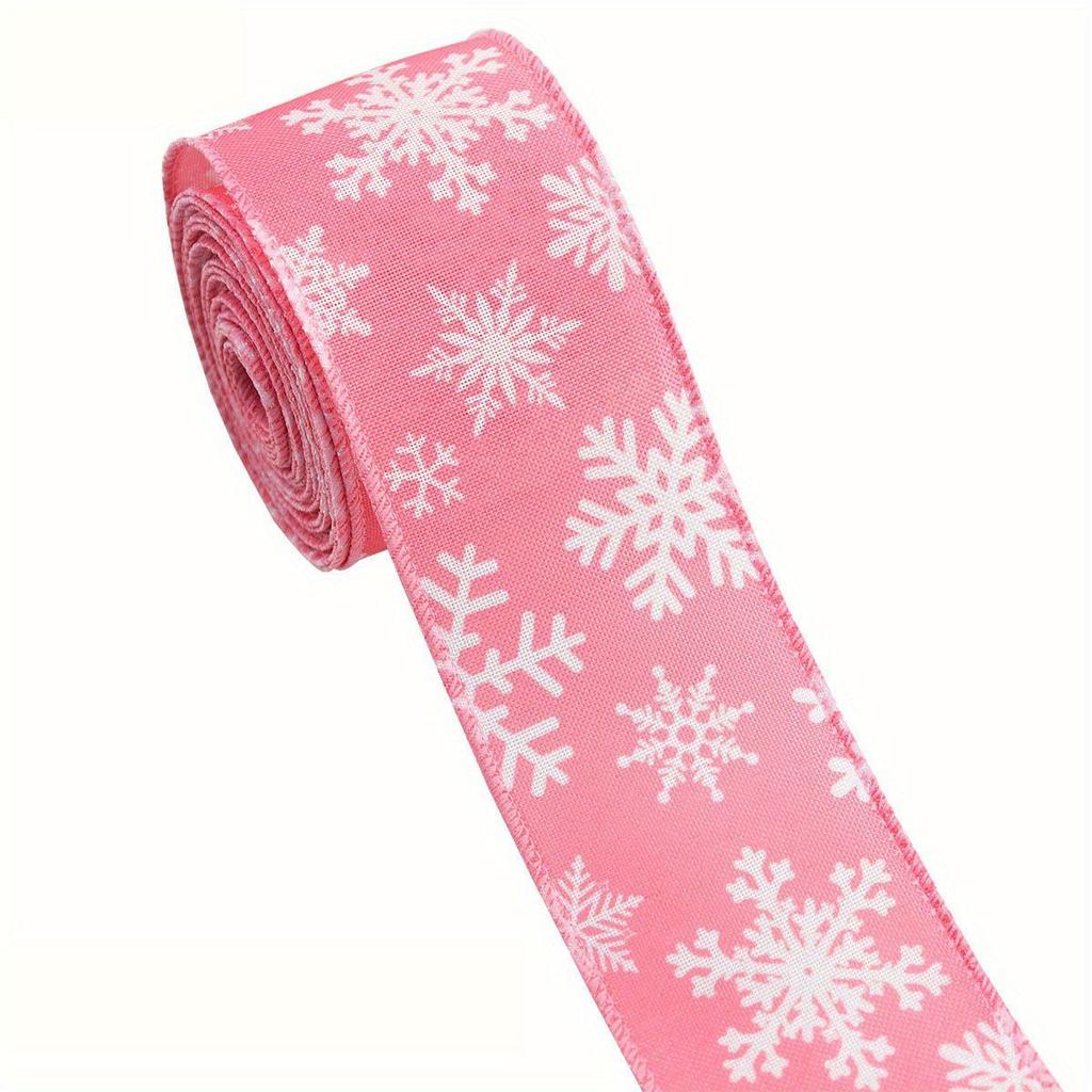 5 Yards/roll Pink Christmas Wire Edge Cuk Strap Gift Christmas Box Decoration Ribbon Packaging Can Be Tied In Butterfly Shape for Holiday Decoration