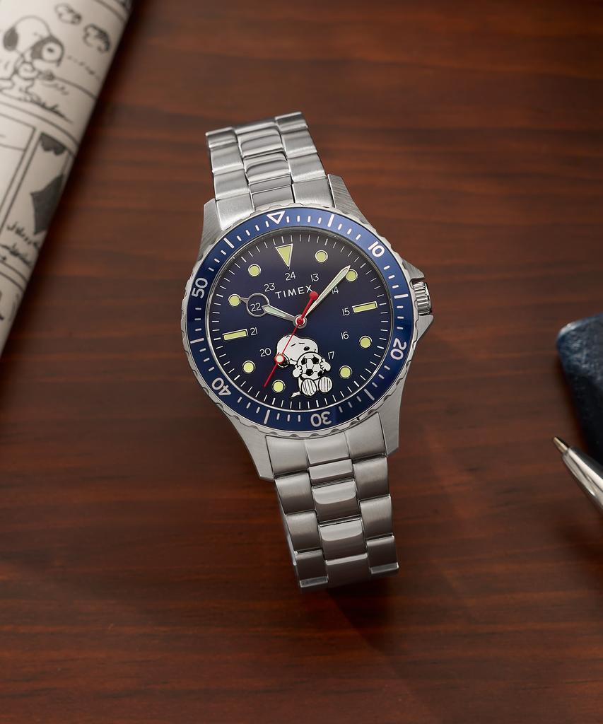 Taimaegseu X Peanuts Navi Soccer Blue Dial Metal Watch 41Mm