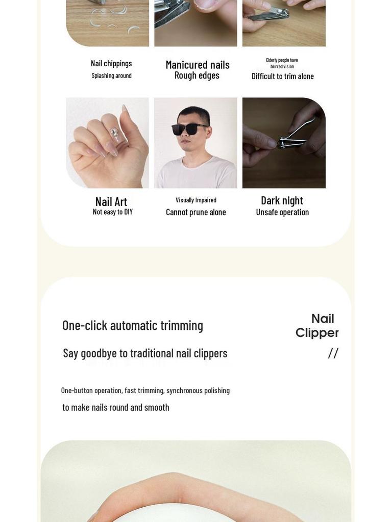 Portable Multi-Functional Electric Nail Clipper and Grinder for Babies and Elderly