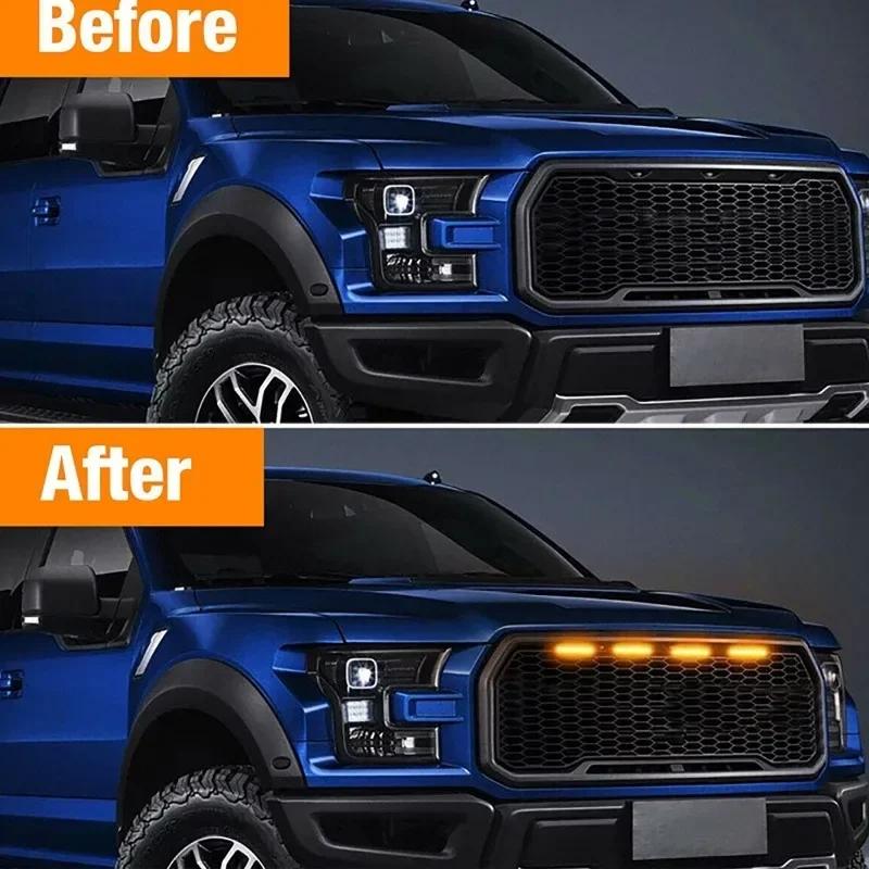 Universal Front Grille LED Driving Light DRL with Harness Amber White for Ford Toyota Truck SUV Pickup Off Road Decoration Light