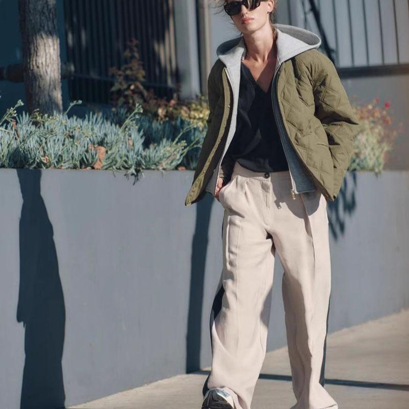 Women's Clothing Fall and Winter New Arrival Loose Detachable Hooded round Neck Long Sleeves Cotton Jacket Outwear 8073246