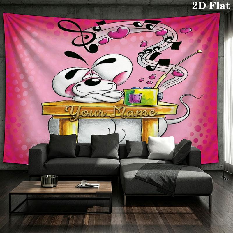 Diddl Custom Name Wall Tapestry Aesthetic Wall Hanging Printed Fabric Blanket Decorative Tapestries for Bedroom Living Room Home Decor