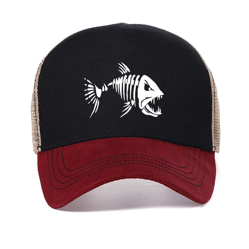 Fishbone Trucker Cap Unisex Fishing Skeleton Fish Baseball Caps Summer outdoor hunting Mesh Breathable hats