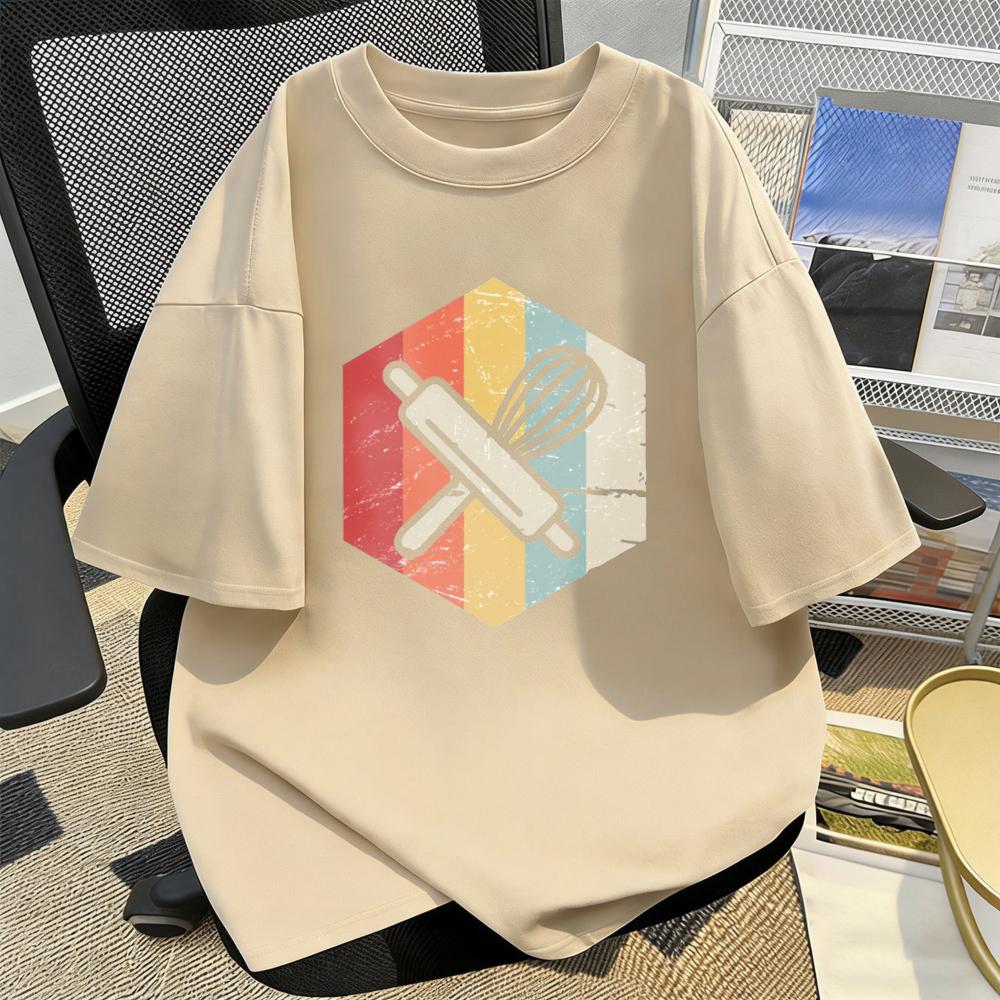 Retro Baker Utensil Cotton TShirt Unisex Tee Pastry Hobby Present Trendy Streetwear Kitchen Enthusiast Summer ShortSleeve Tops