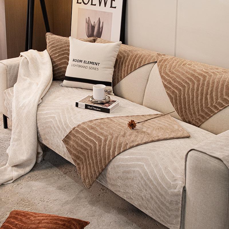 Chenier Velvet Sofa Cushion, Universal In All Seasons, Non-Slip, High-Grade Seat Cushion, Thickened Seat Cushion, High-Grade Leather Sofa Cover Towel