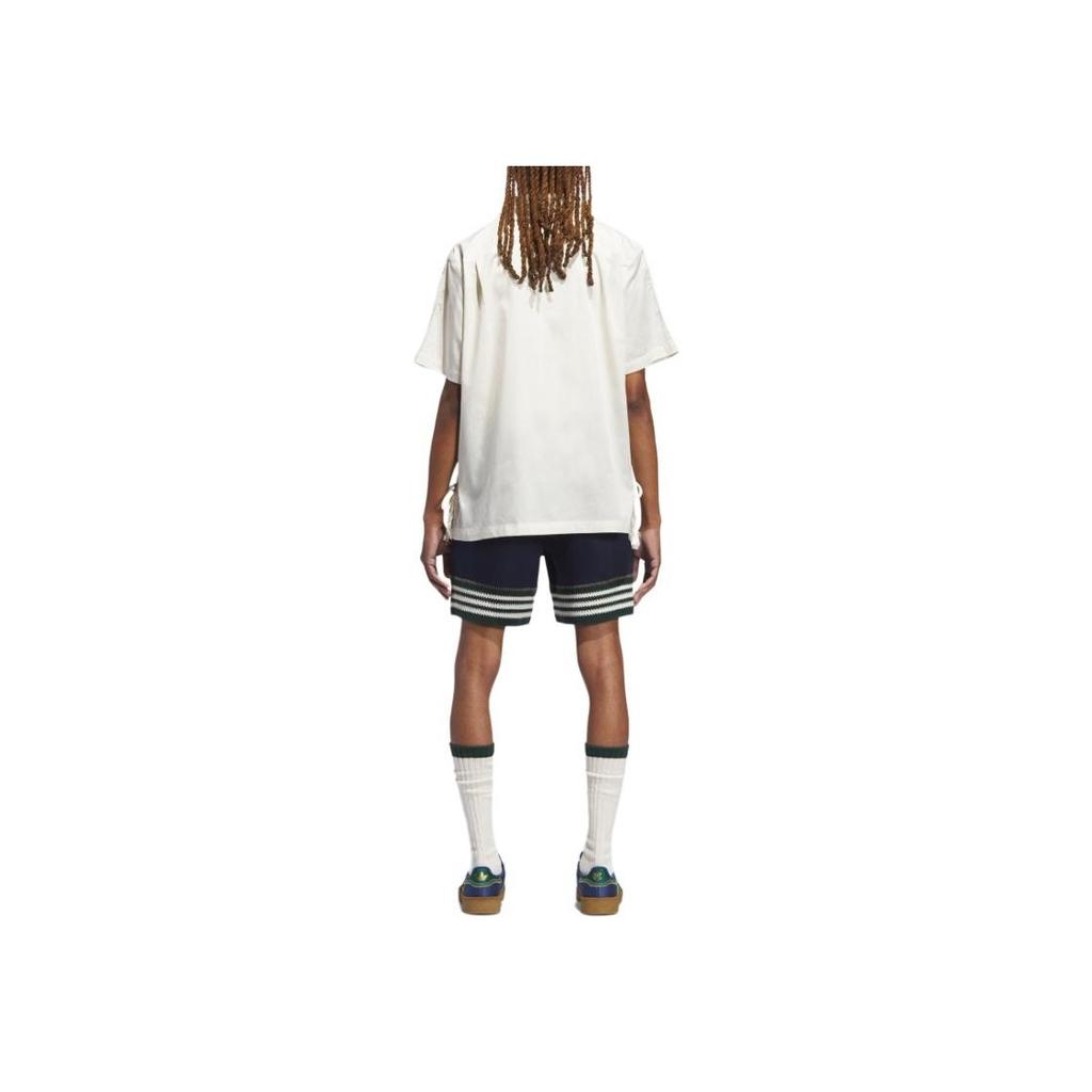 Adidas Originals X Clot Kolaborace Bowling Módní Minimalistická Všestranná Košile s Krátkým Rukávem Unisex košile Off-White JP1599
