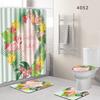 Flamingo Bathroom Shower Curtain Floor Mat Toilet Cover Foot Mat Four-Piece Pattern Size