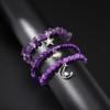 Gravel stone beads three-piece label bracelet simple new star moon pendant elastic rope bracelet
