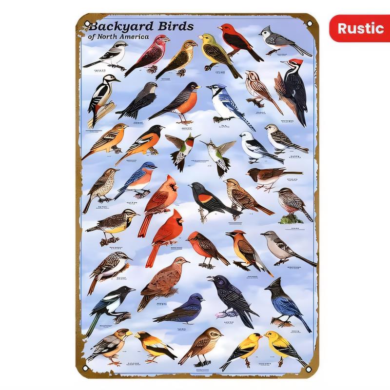 Tin Sign Backyard Birds Vintage Rustic Metal Poster Decorative Wall Art for Home Bar Garage Kitchen Office Animal Birdwatching