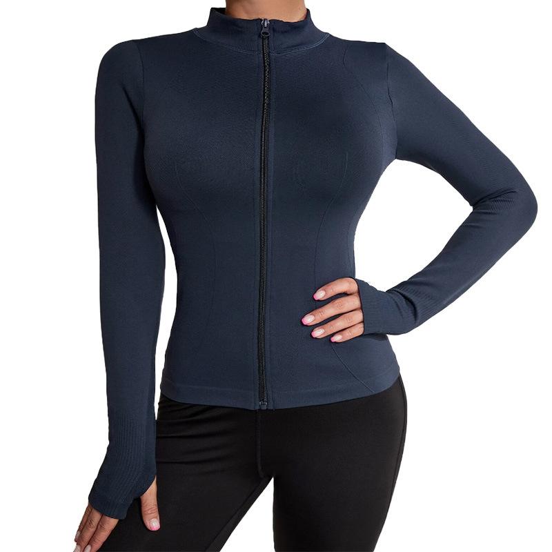 

Топ-куртка для похудения и стройности для занятий спортом и йогой, дышащая, высокая эластичность, на молнии, облегающий кардиган для защиты от солнца, фитнес-куртка для женщин L