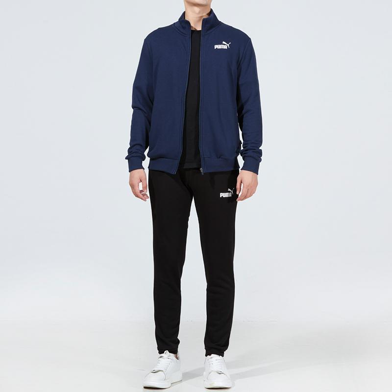 Puma Clean French Terry Sweat Suit Knit Casual Jacket And Pants Set Men Sweat Suit Navy-Blue Black 534517-99