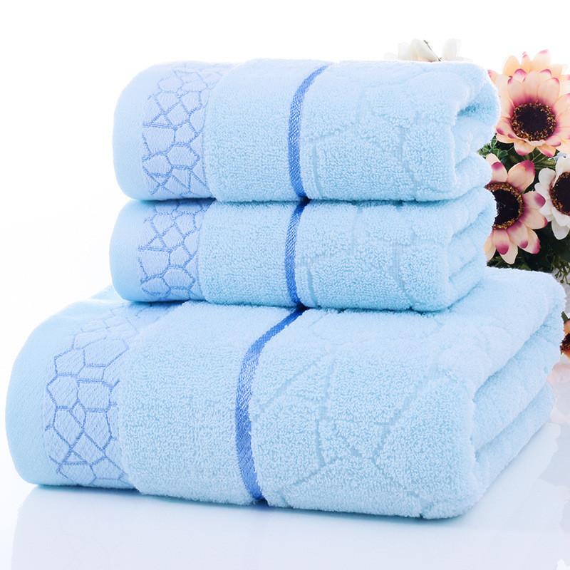 Cotton Water Cube Solid Color Towel Set With Logo Embossing For Spa And Gift Use