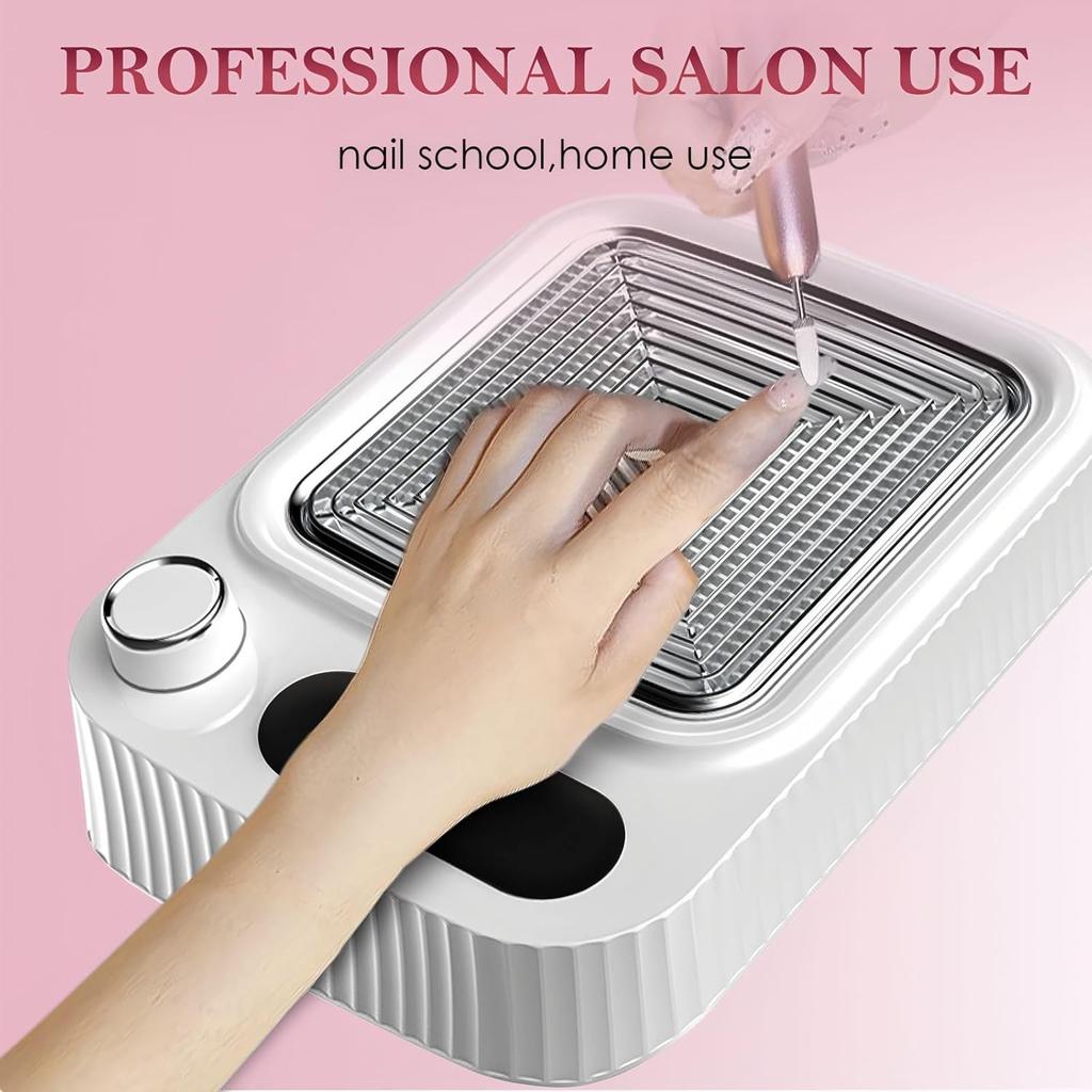 Professional Nail Dust Collector for Acrylic Nails – Adjustable Low Noise Electric Vacuum Fan, Nail Polish Dust Extractor for Salon & Home Use