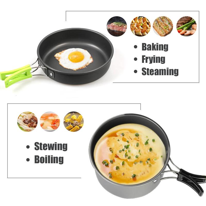 Outdoor Camping Cookware Set For 2-3 People, Lightweight Folding Pot Combination, Suitable For Outdoor Picnics And Hiking Trips