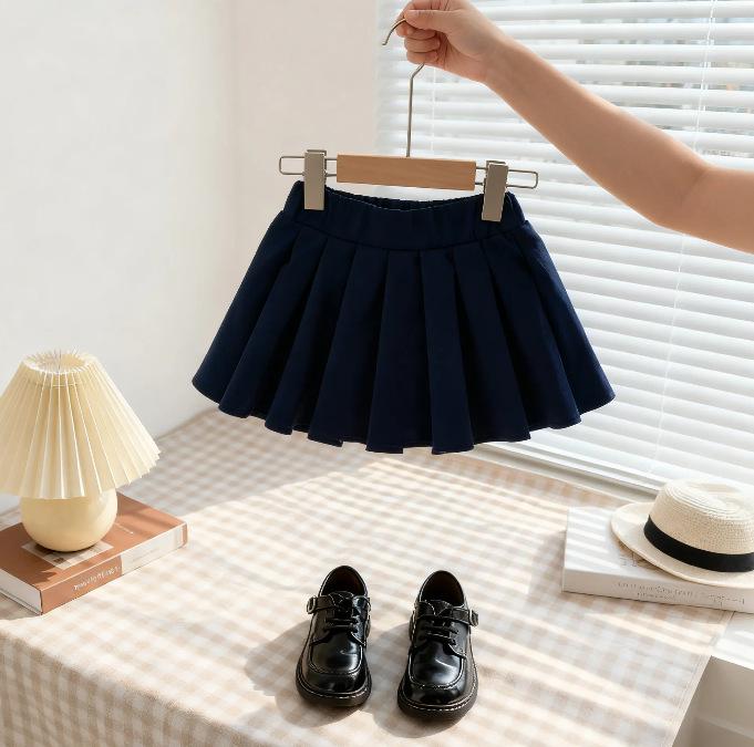 Korean-Style Velvet Hoodie & Pleated Skirt Set for Girls - Autumn/Winter Cartoon Design