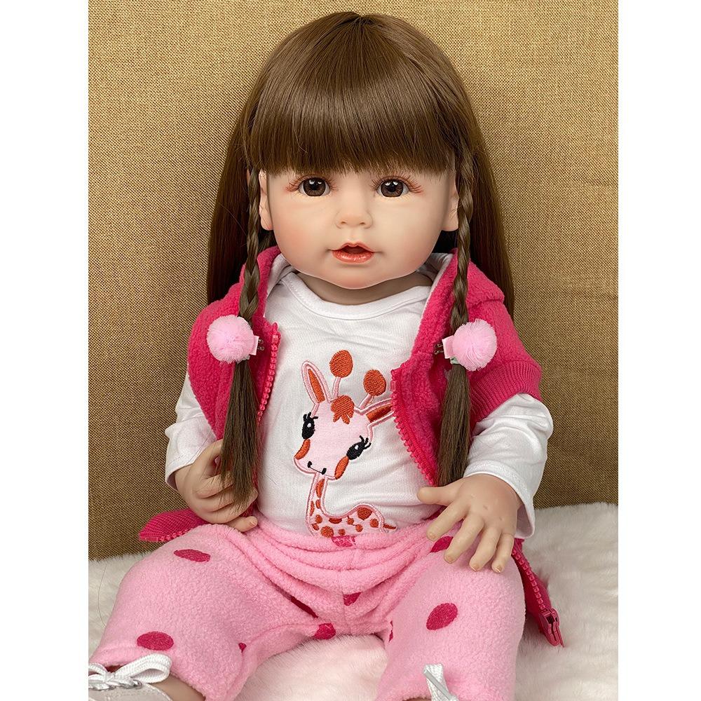 Realistic Reborn Baby Girl Dolls Betty Raya Pasted Wig Hair Simulation Doll 55cm Full Silicone Body Bathing 22 Inch Collection Art Doll Baby Play Toys
