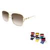 GUCCI 1955 Horsebit Metal Herringbone Metallic Sunglasses Sunglasses Women's Gold/Tawny Gradient