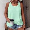 Women's Eyelet Embroidery Asymmetrical Ruffle Hem Tank Top Casual Sleeveless Blouse