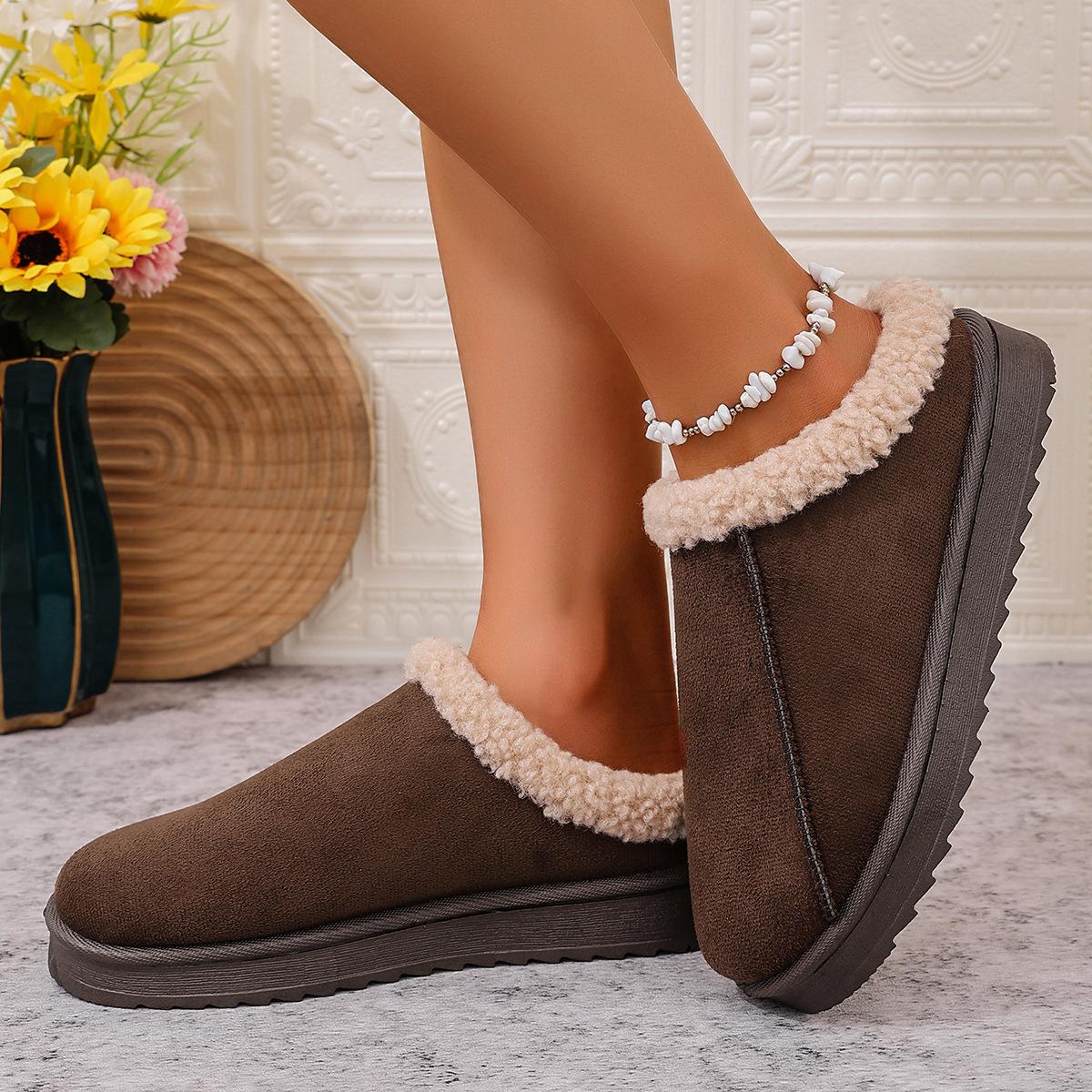

Мода 2025 Новая Мода Женские Пушистые Тапочки для Осени и Зимы Домашние ЕВА Толстая Подошва Нескользящие и Теплые Унисекс Тапочки для Зимы 36 коричневый