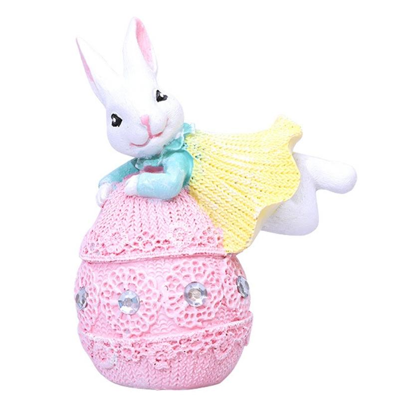Hand Paint Resin Rabbit Figurine Desk Decoration With Unique Eggs Designs Rabbit Statues For Home Or Offices Space