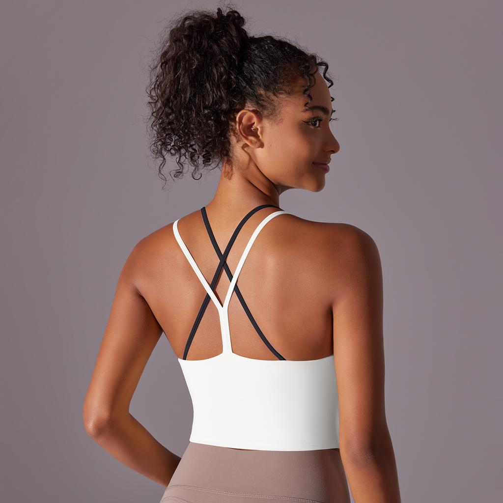 Auroth Back Cross Sports Vest Women Yoga Sports Bra Candy Color Fitness Top
