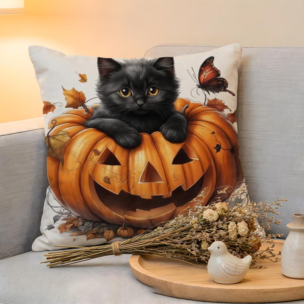 Cushion Cover Linen SkinFriendly Soft Decorative Case For Sofa Home Decor Colorful Watercolor Pumpkin Pillow Cover