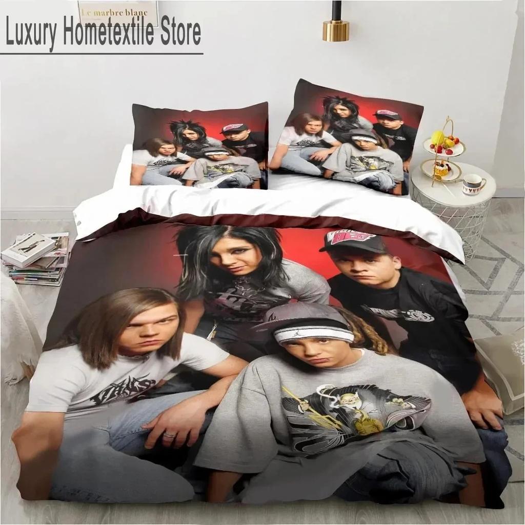 Zestaw pościeli Tokio Hotel 3D Print dla chłopców i dziewcząt Twin Queen King Size poszewka na kołdrę poszewka na poduszkę łóżko dla chłopców dorosłych tekstylia domowe extile