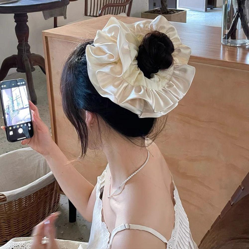 Retro Elegant Hair Band Satin Rubber Band Trendy Hair Rope Headwear  Party Headdress