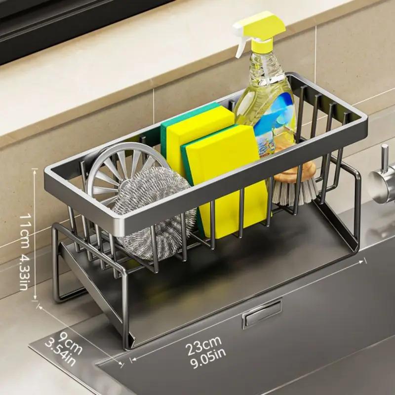 Multipurpose Kitchen Sink Organizer: Drying & Storage Rack for Sponges, Cloths & Detergent Bottles - Saves Space, Drains Water