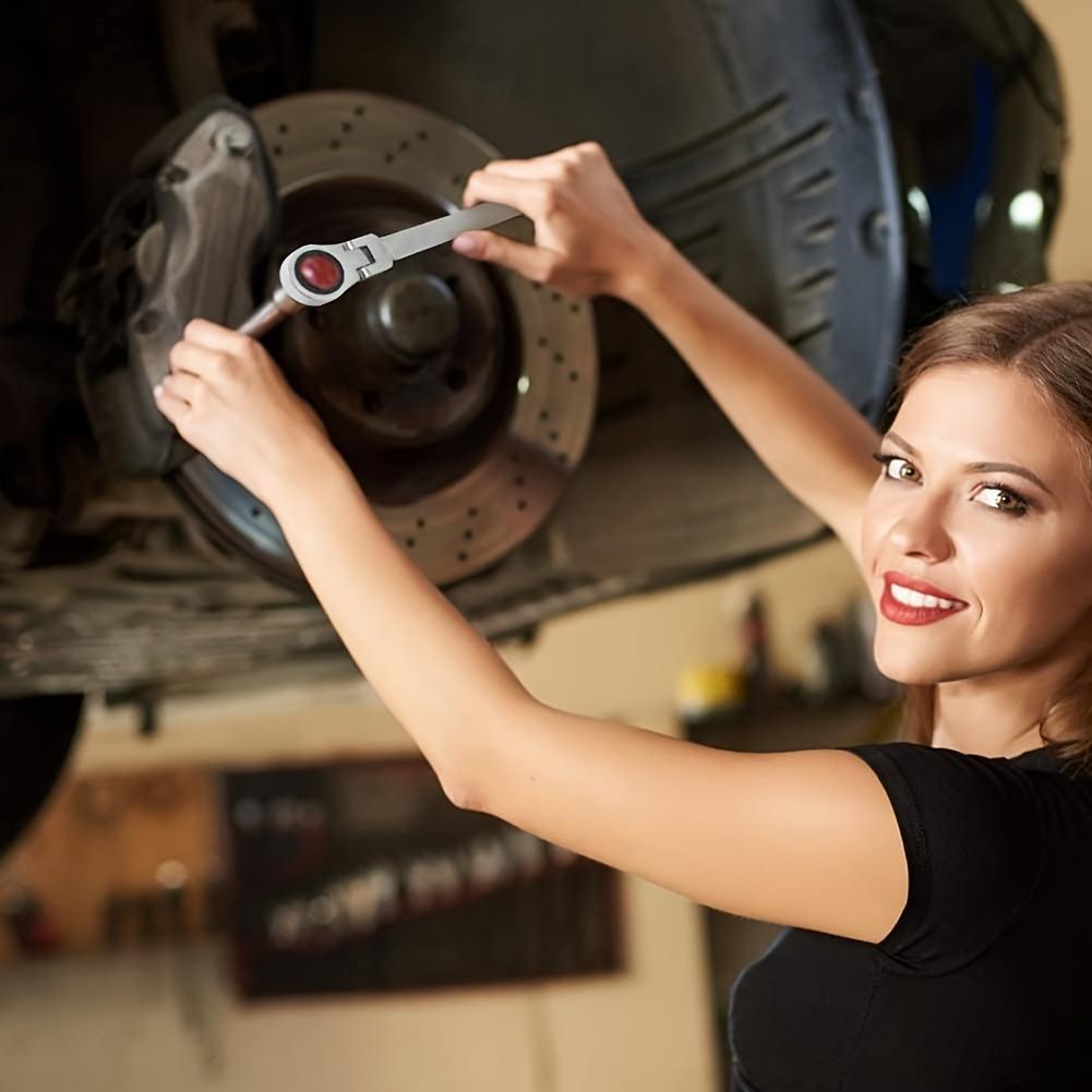 12pcs Elbow Ratchet Wrench Set, CR-V Steel, Metric 8-19mm, Quick-Release, Mechanical Operation, with Portable Toolbox for Versatile Tightening