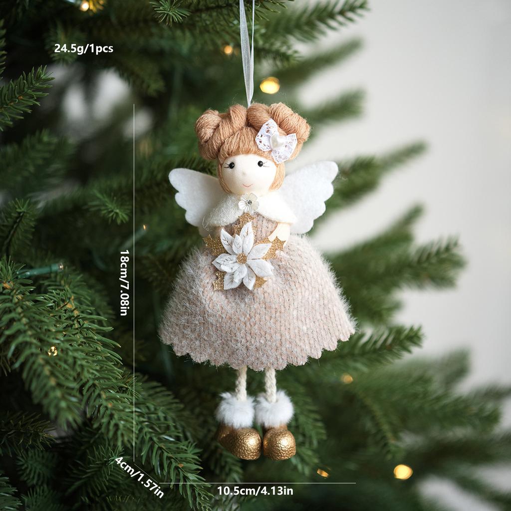 Sitting Elf Doll Angel Pendant Cute Little Girl Christmas Tree Ornaments Hanging Decorations Kids Children Day Gift