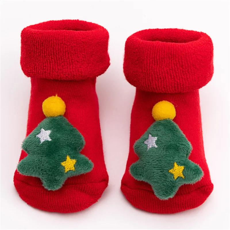 Cute Cartoon Baby Socks Christmas Baby Girl Socks for Newborn Toddler Infant Winter Socks Non-slip Kids Floor Socks Boys Xmas 0-1Y