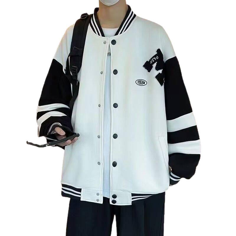 Men's Trendy Baseball Jacket - Spring & Fall, Youth Loose Fit, No Hood