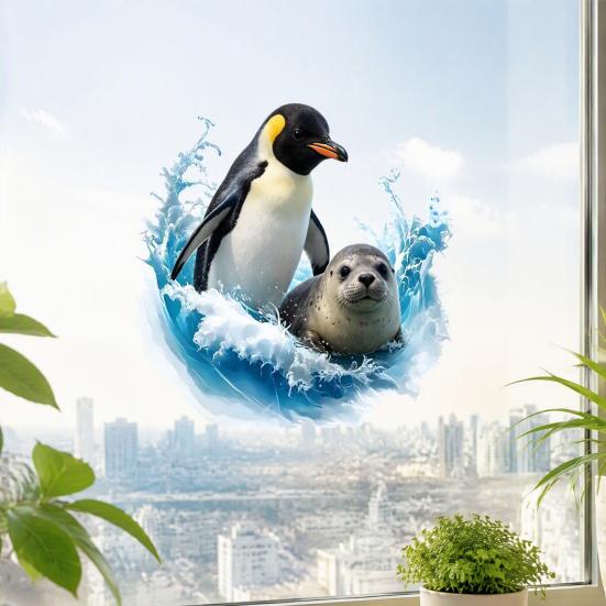 Party Decoration Supplies for Home Polar Animal Toilet Cover Decal, Penguin And Seal Seat Lid Sea Life Nursery Wall Art Sticker, Removable