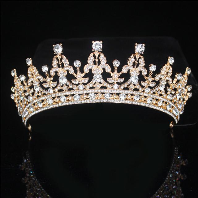 Fashion Rhinestone Pearls Crown Headband Gorgeous Tiaras And Crowns Wedding Head Ornaments Bridal Hair Jewelry Accessories
