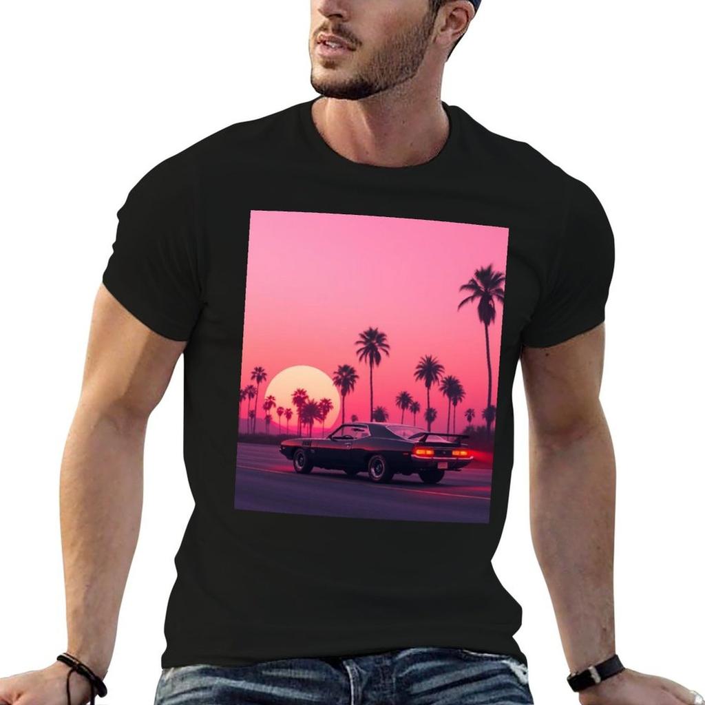 Sunset Cruise Retro Drive Tshirt Vintage Graphic Tee Luxury Unisex Unisexs Big And Tall T Shirts