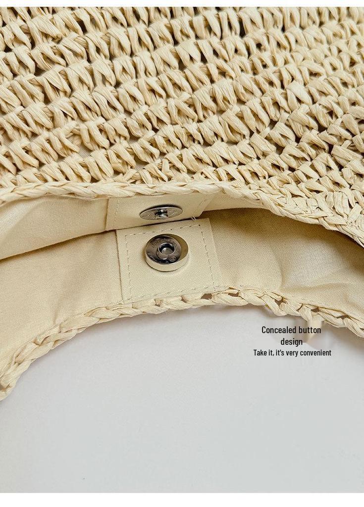 2026 Lazy Style Large Straw Woven Tote Bag for Beach Vacations