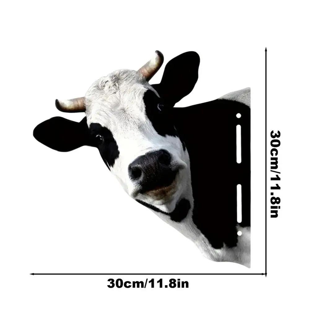 CYCLI-Iron Cow Yard Art Cute Peeking Cattle Yard Decor Decorative Metal Art Peeping Cattle Farmhouse Animal Fence Art Decor