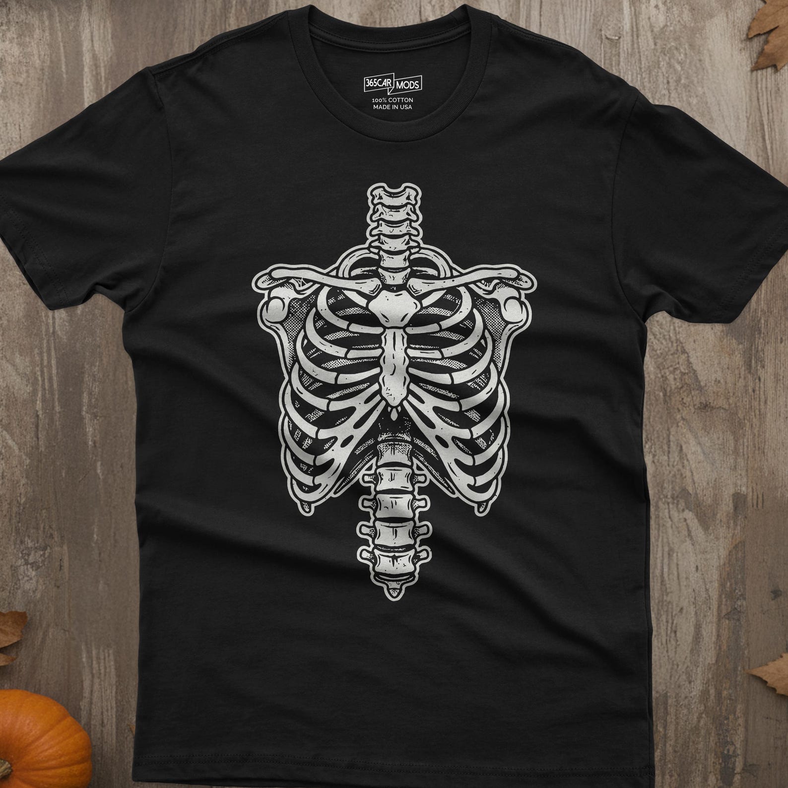 Vintage Rib Cage Skeleton T-Shirt: Retro Halloween Costume 2XL