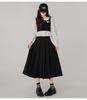 Gray Korean-Style High-Waisted Pleated Midi Skirt for Petite Women: Spring/Autumn A-Line Umbrella Design