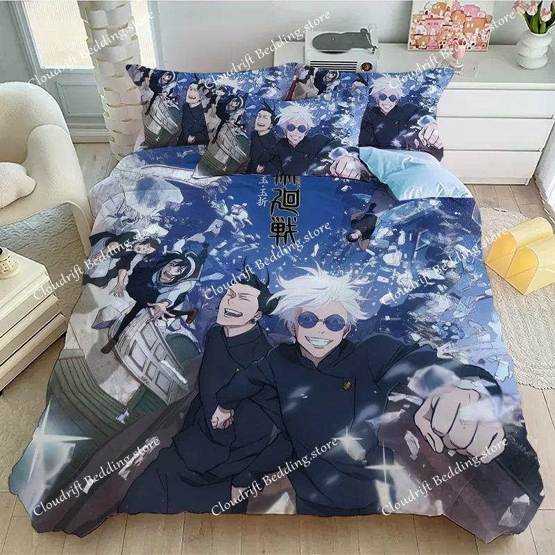 Animatie Jujutsu Kaisen Beddengoed set Satoru Gojo Dekbedovertrek Zacht Dekbedovertrek en Kussensloop voor Tieners Eenpersoons Dubbel Queen King