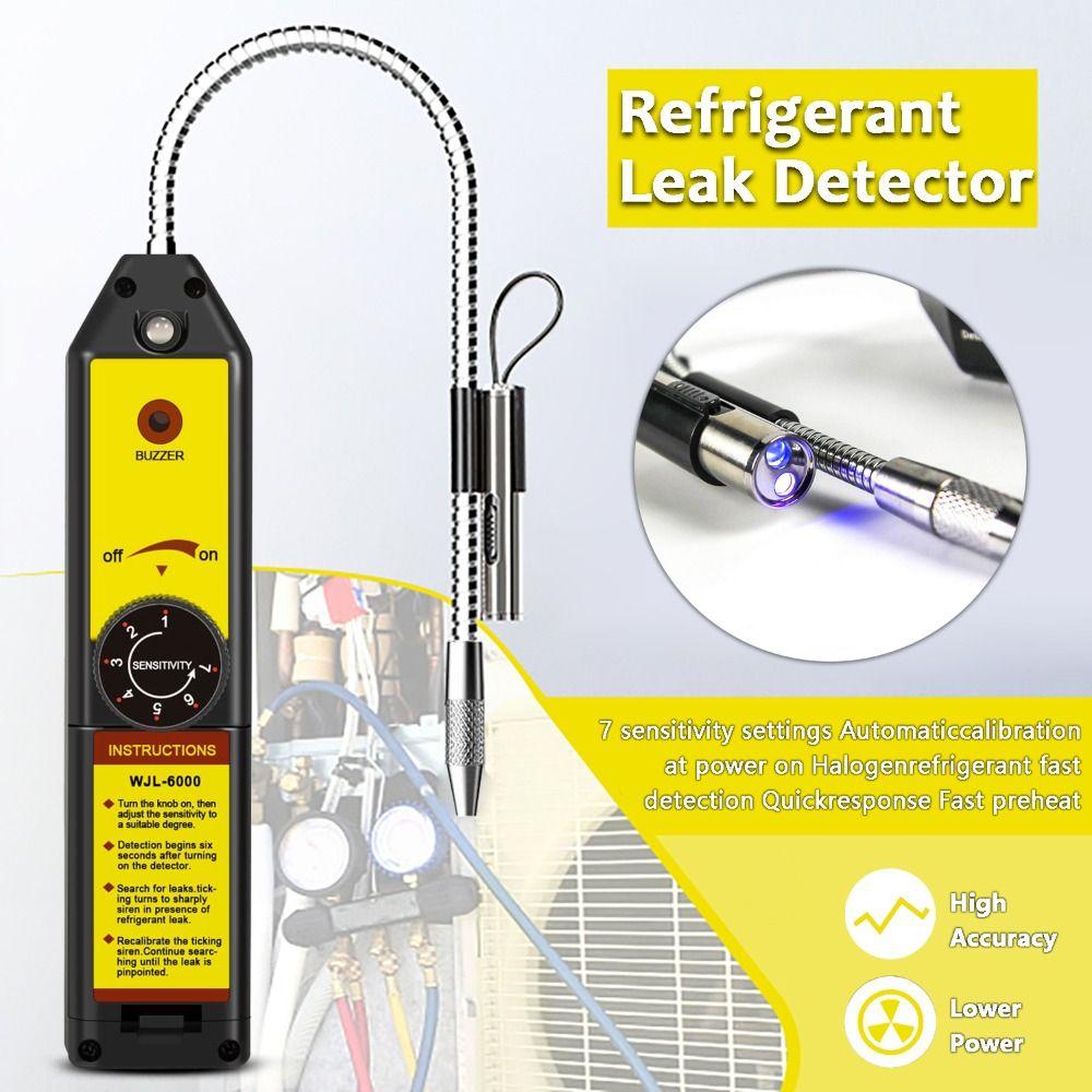 WJL-6000 Freon Leak Detector Fast Response R22 R410A R134A R1234YF Halogen Leak Detector Audible & Visual Alarm