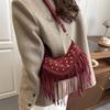 Suede Rivet Tassel Dumpling Bag - Autumn/Winter 2025 Boho One-Shoulder Crossbody