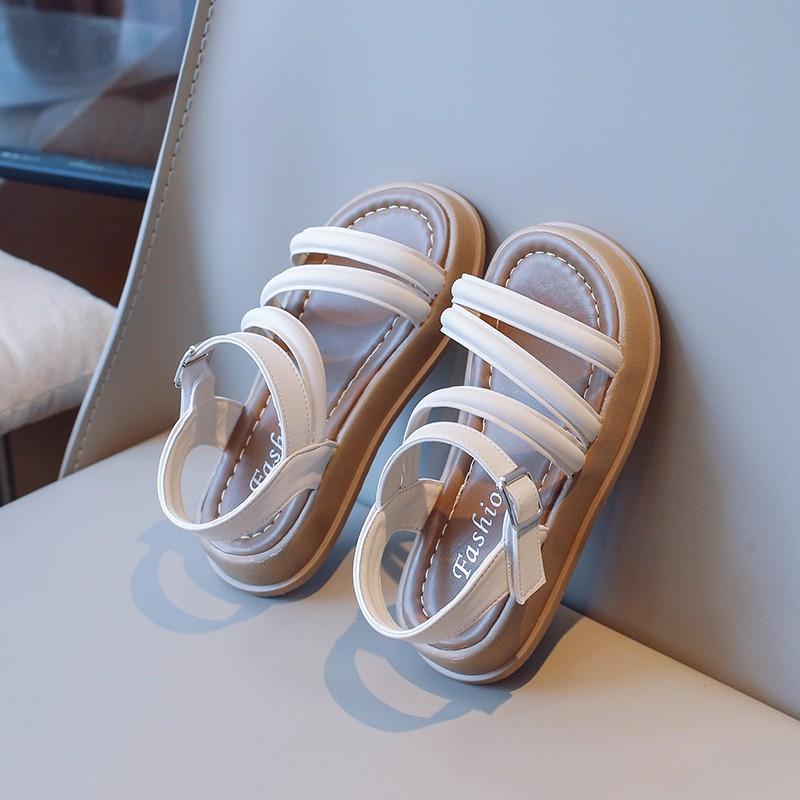 Girls Roman Sandals Fashion Children Summer Beach Shoes Solid Color Kids Thick Bottom Flats Causal Sandals Open-toe Non-slip