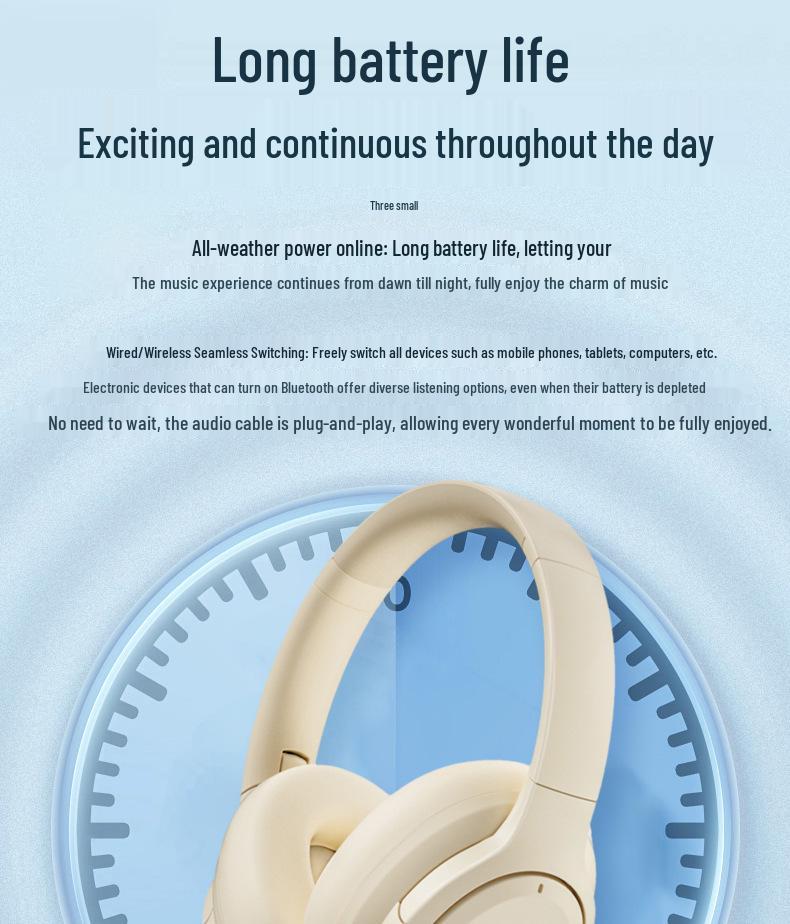 ANC Wireless Over-Ear Bluetooth Headphones with Heavy Bass and Active Noise Cancelling for Sports and Gaming