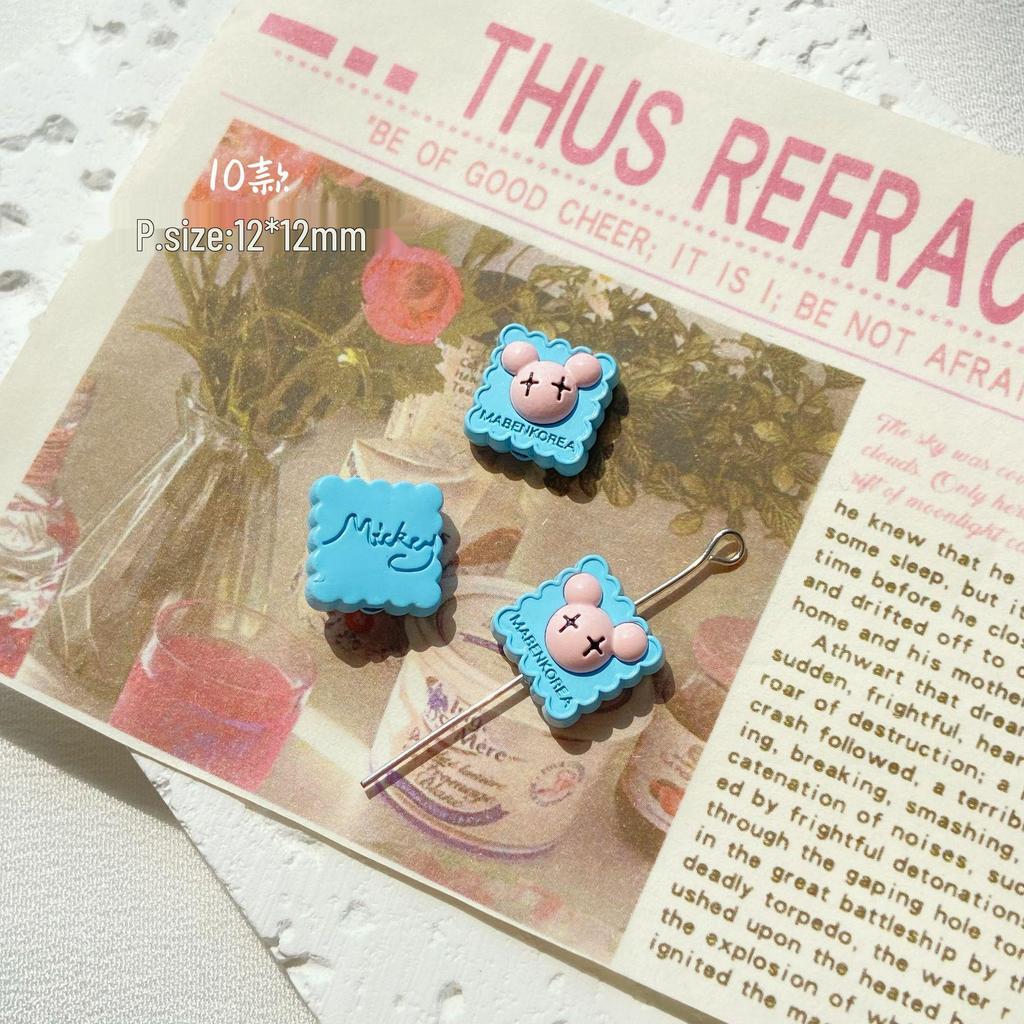 Blue Beaded Flower Bear Bracelet - Cute Alloy DIY Jewelry Accessory