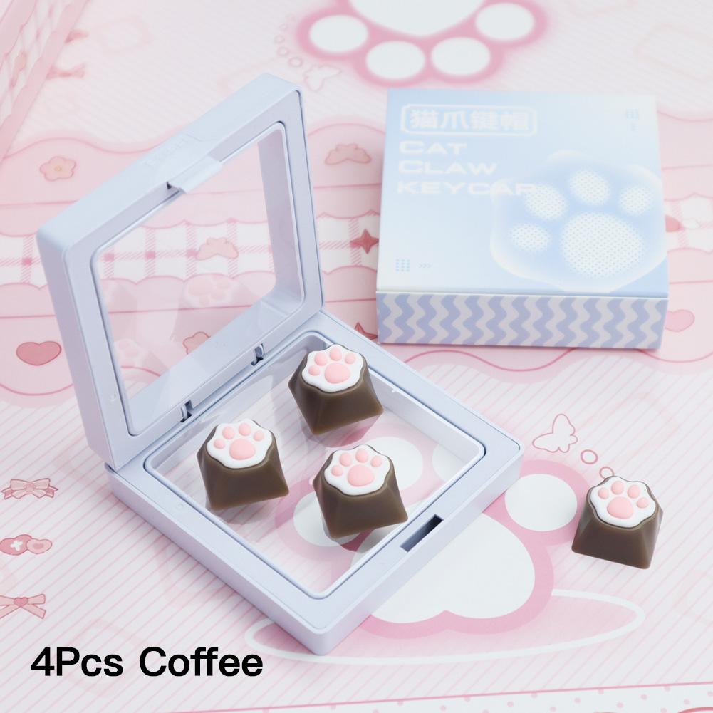 1/4Pcs Lovely Cat Claw Keycaps Cross Axis Key Cap Pink White Cartoon DIY Decoration For Mechanical Keyboard Arrow Keys
