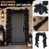 1.7m Artificial Black Maple Leaf Garland for Halloween Party Decoration
